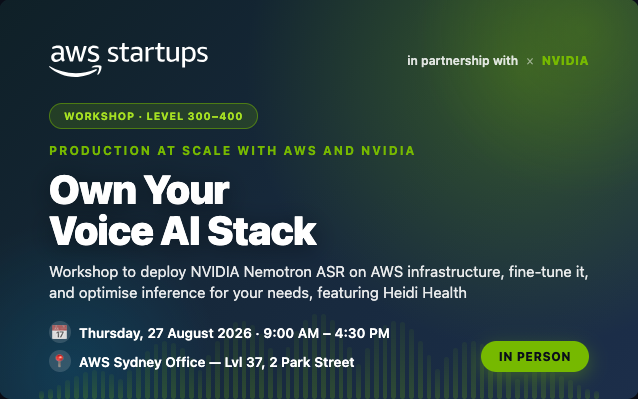 Taller - Domina tu pila de voz AI: Producción a gran escala con AWS y NVIDIA